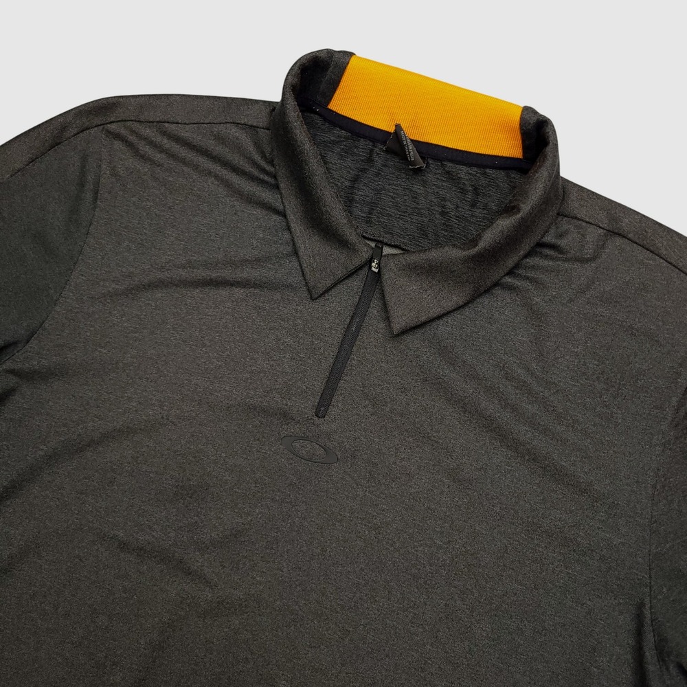 Oakley 1/4 Zip polo Golf Shirt Mens XL Gray Short Sleeve Performance